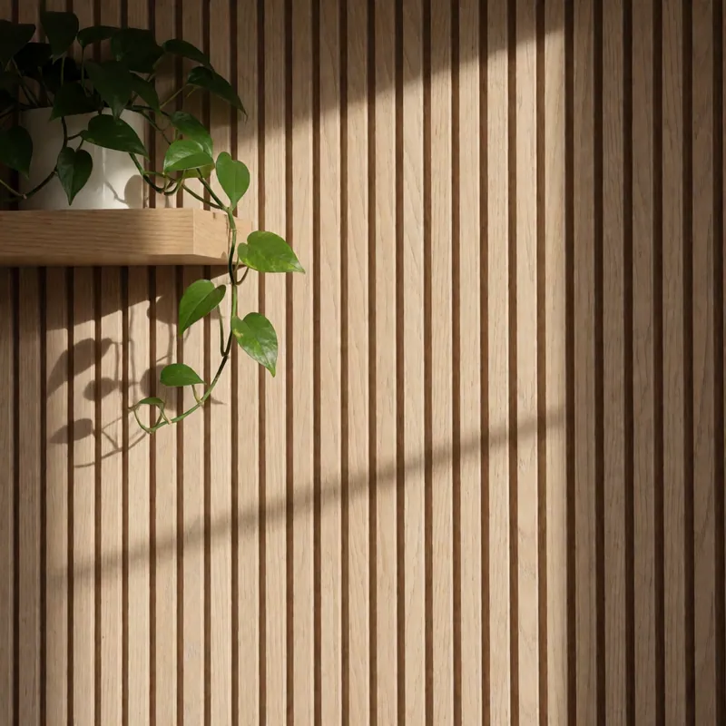 White-oak paneling in the main corridor