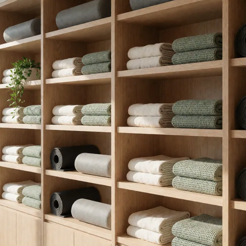 Linens, bolsters and mats in the clinic store